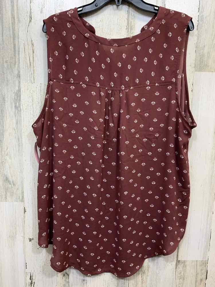PRE-OWNED MAURICES PLUS SIZES Size 2X Floral WINE SLEEVELESS V NECK Blouse