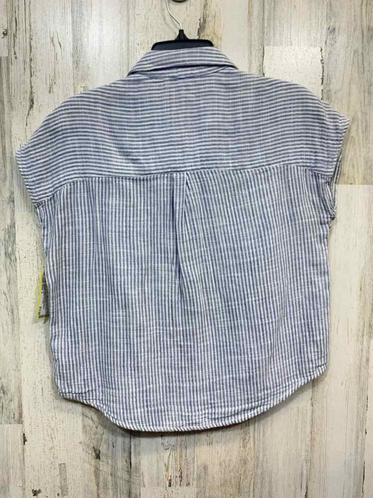 PRE-OWNED BEACH LUNCH LOUNGE Tops Size S BLUE/WHITE Stripe SHORT SLEEVES Blouse/
