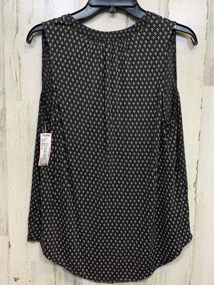 PRE-OWNED LOFT Tops Size M GRAY/WHITE SMALL FLOWER(S) SLEEVELESS Blouse/GRAY/WHI