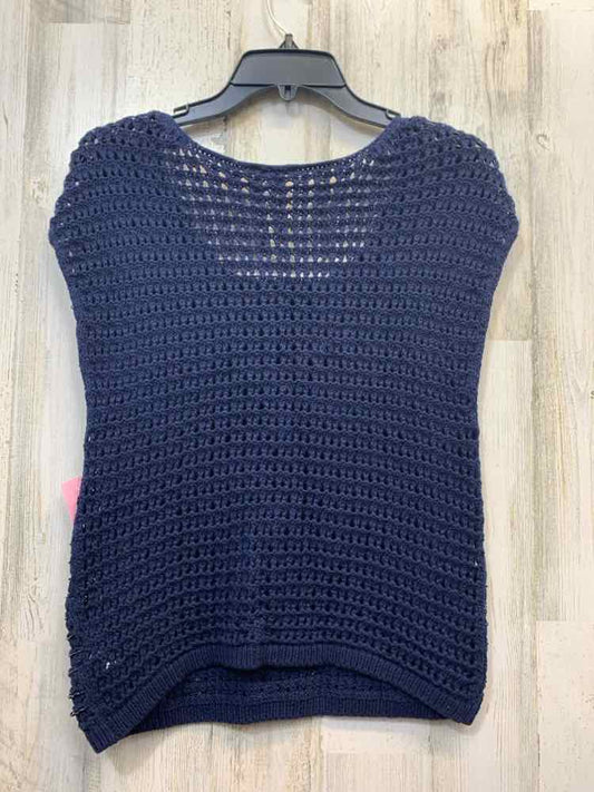 NWT KIIND OF Tops Size M NAVY & RED CROCHET SHORT SLEEVES TOP/NAVY CROCHET SLEEV