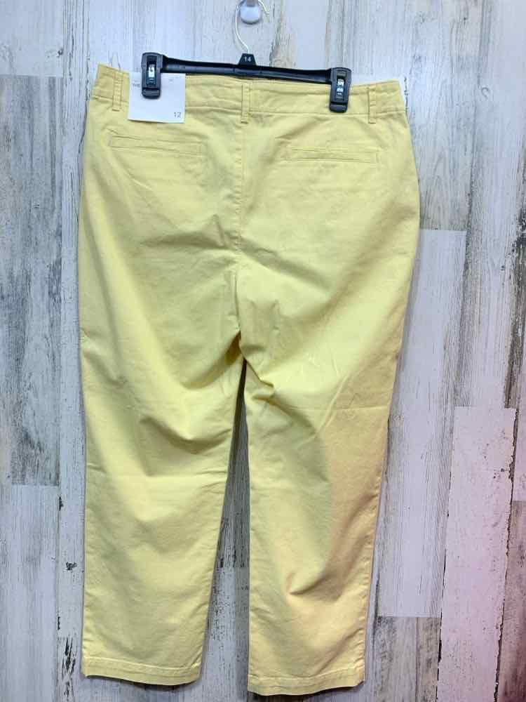 NWT Size 12 LOFT BOTTOMS Yellow SLIM FIT Pants/BUTTON FRONT