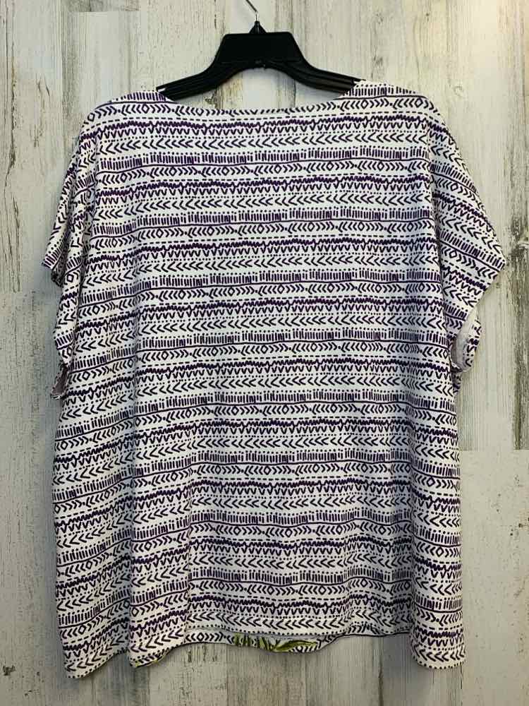 RUBY RD PLUS SIZES Size 3X WHT/PUR/ORCHID Floral DOLMAN TOP