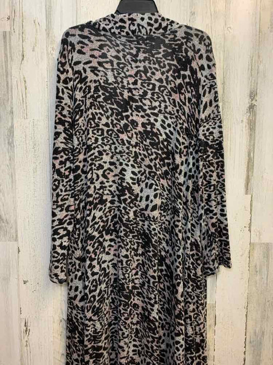 NWT OLIVER Tops Size XL BLACK/GRAY/PINK CHEETAH PRINT CARDIGAN Cardigan/LONG SLE