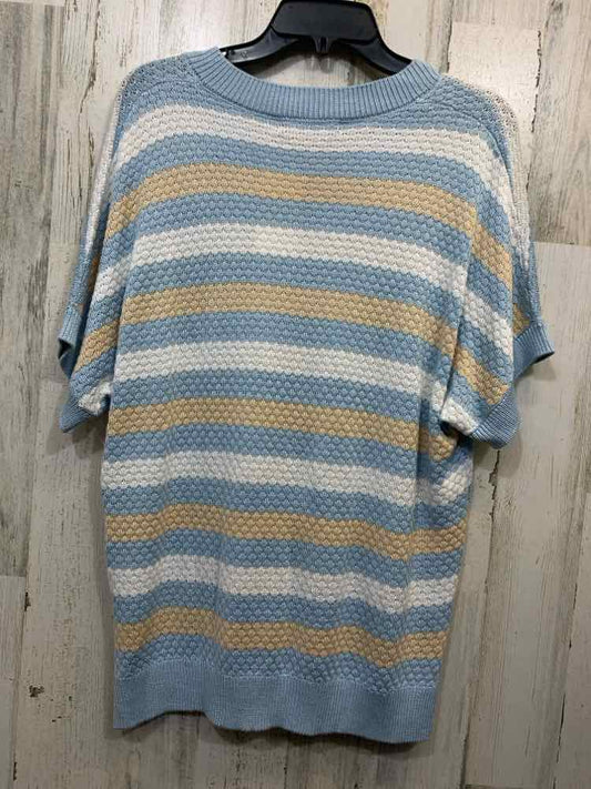 NWT DOKOTOO Tops Size M BLU/WHT/TAN STRIPES SHORT SLEEVES TOP/STRIPES SHORT SLEE