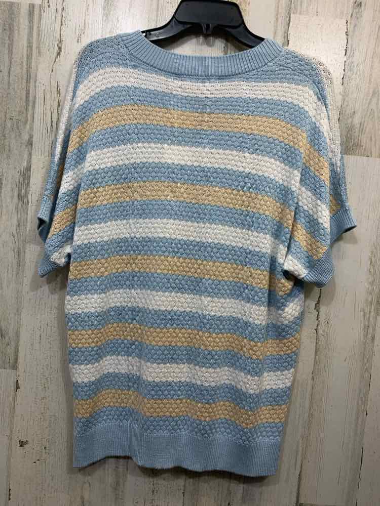 NWT DOKOTOO Tops Size M BLU/WHT/TAN STRIPES SHORT SLEEVES TOP/STRIPES SHORT SLEE