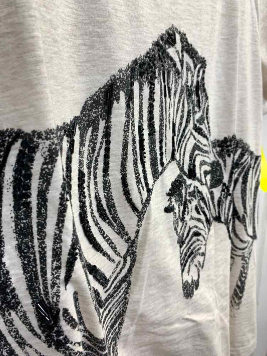 PRE-OWNED ZENERGY BY CHICO'S/SEQUIN EMBELLISHED ZEBRA PRINT TEE
