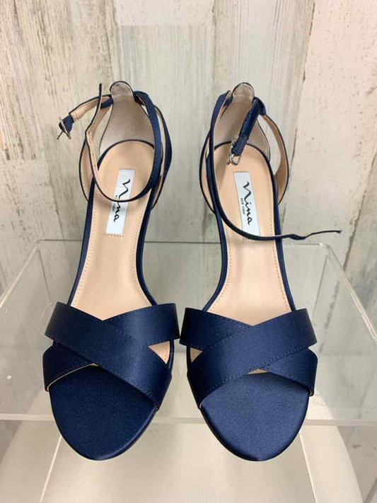 NWT NINA SHOES Shoe Size 8.5 Navy SATIN STILETTO Shoes
