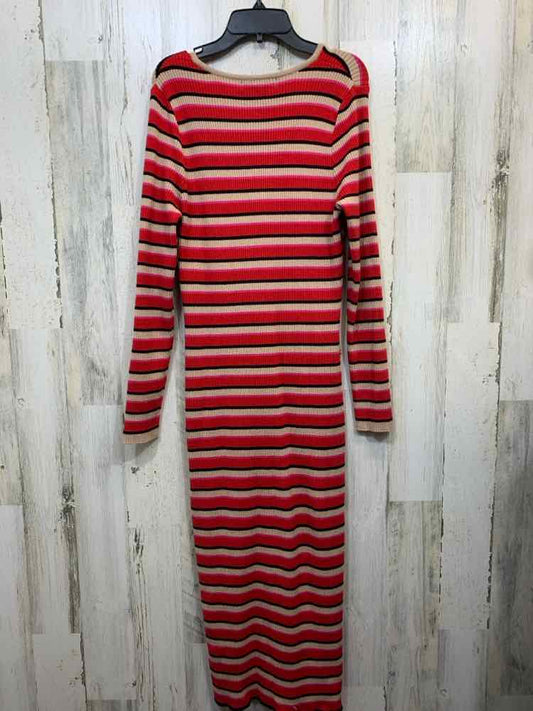 PRE-OWNED FOREVER 21 Dresses and Skirts Size 2X RED/PINK/TAN/BLACK STRIPES Dress