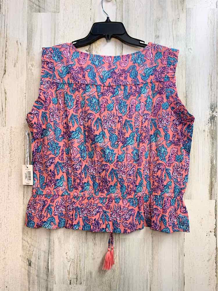 NWT SIMPLY SOUTHERN Tops Size XL PINK/BLU/AQUA SEAHORSES SLEEVELESS TOP