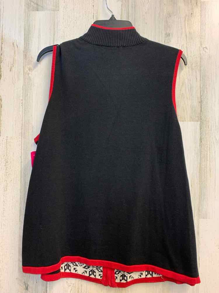 PRE-OWNED CHRISTOPHER & BANKS JACKETS / COATS Size XL BLK/WHT SLEEVELESS Vest