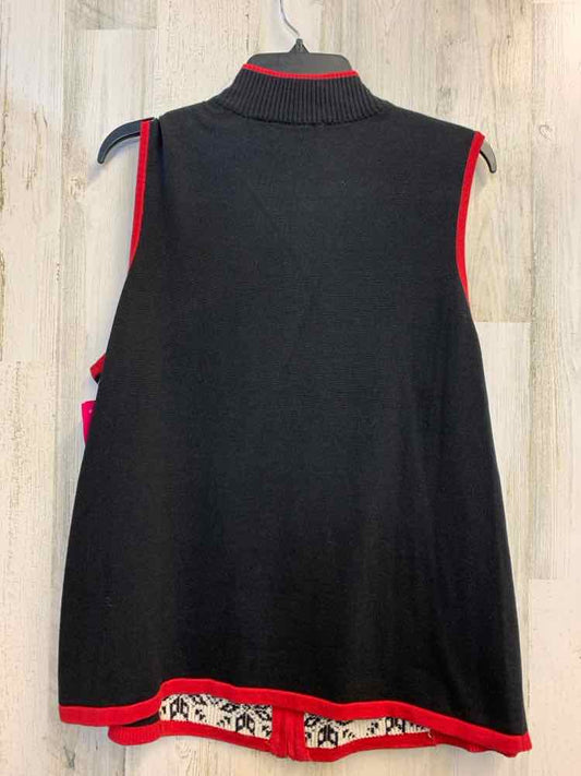 PRE-OWNED CHRISTOPHER & BANKS JACKETS / COATS Size XL BLK/WHT SLEEVELESS Vest