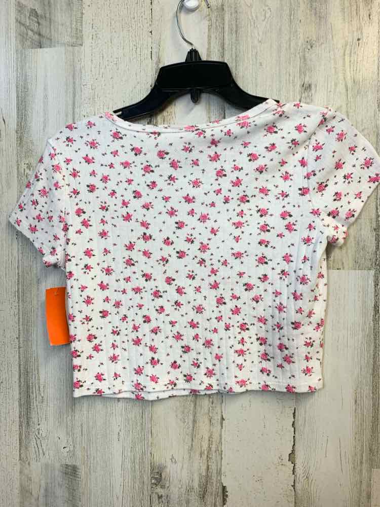 PRE-OWNED JUST PELLY Tops Size XL WHT Floral SHORT SLEEVES TOP