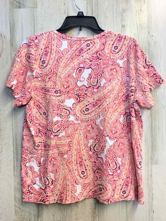 PRE-OWNED CROFT AND BARROW PLUS SIZES Size 0X PNK/MGNTA/WHT Paisley TOP