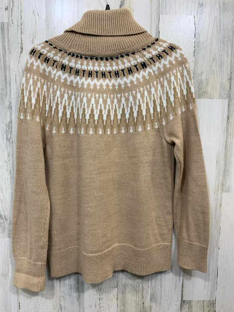 PRE-OWNED TOMMY HILFIGER Size M Tops BLK/WHT/BGE KNIT LONG SLEEVES SWEATER