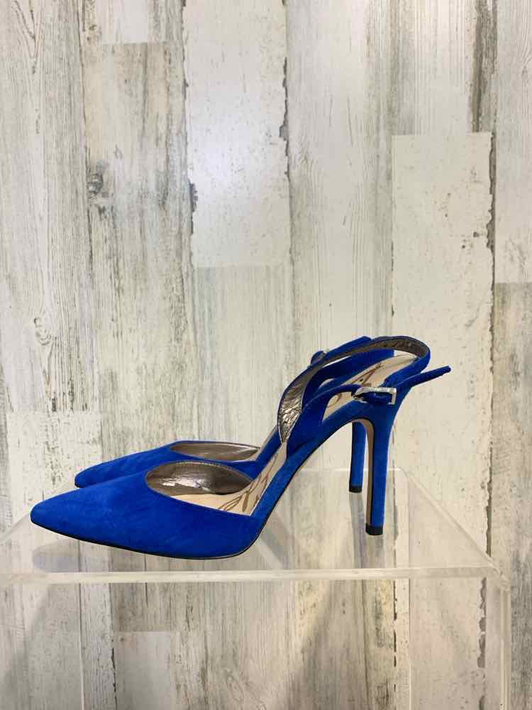 PRE-OWNED SAM EDELMAN SHOES Shoe Size 8.5 Royal Blue Suede Solid HEEL Shoes/ROYA