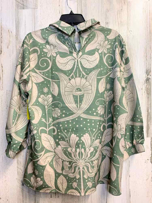 PRE-OWNED Tops Size XL GRN/BGE/CRM Floral LONG SLEEVES TOP