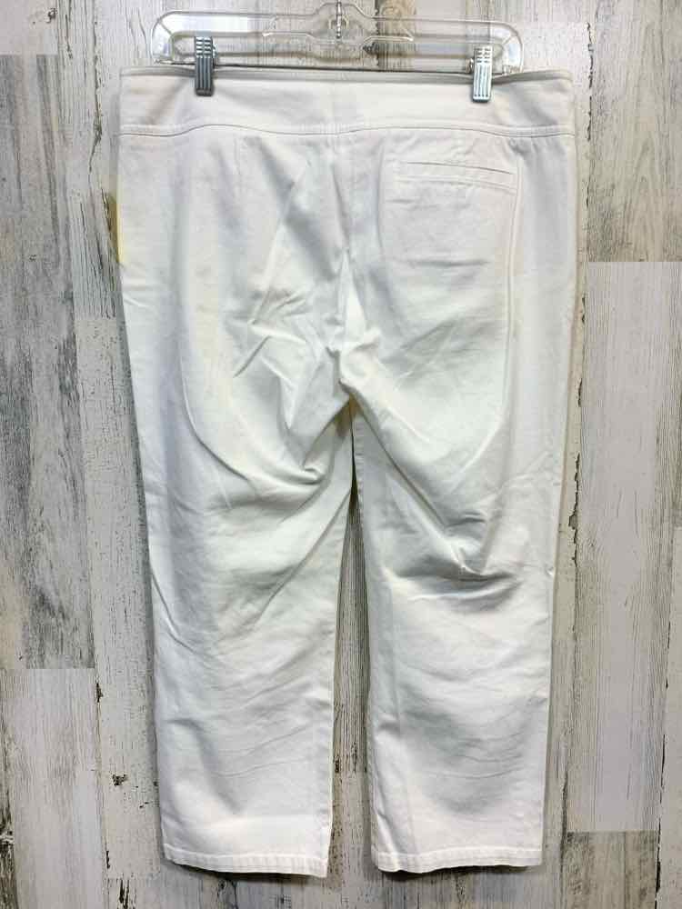 PRE-OWNED Size 10 LILLY PULITZER BOTTOMS White Solid ANKLE Pants/WHITE ANKLE PAN