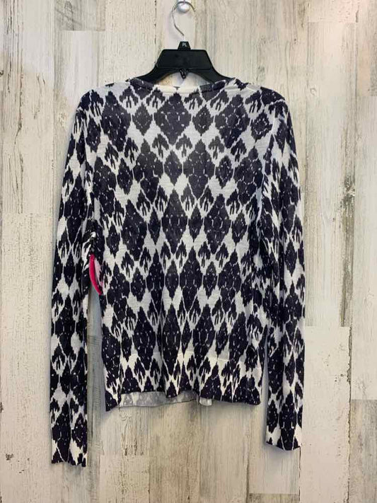 NWT LOFT Tops Size L WHT/NVY LONG SLEEVES Cardigan/V NECK BUTTON UP