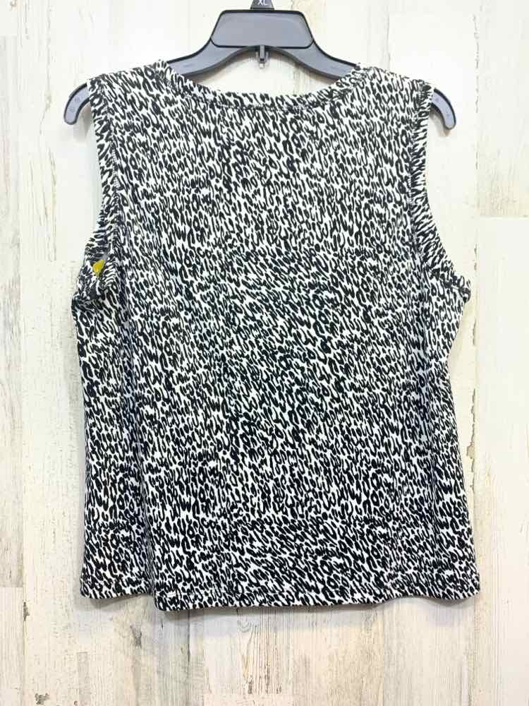 PRE-OWNED RAFAELLA Tops Size XL BLACK/WHITE CHEETAH SLEEVELESS Blouse/CHEETAH SL
