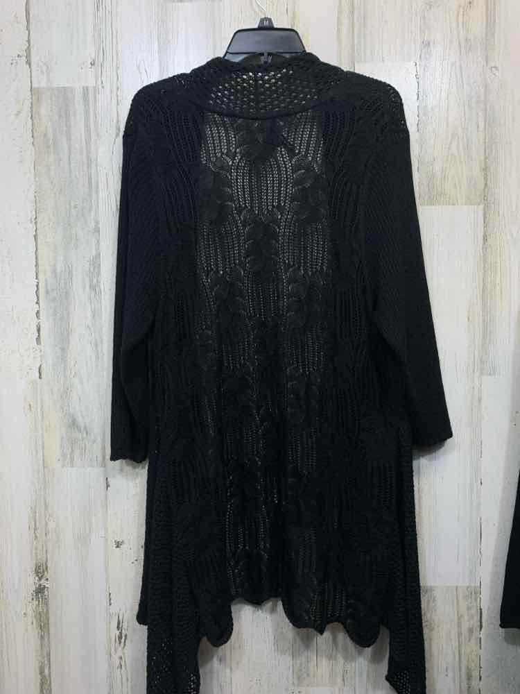 LAUREN MICHELLE PLUS SIZES Size 2X Black CROCHET CARDIGAN Cardigan