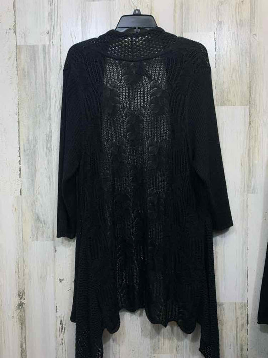 LAUREN MICHELLE PLUS SIZES Size 2X Black CROCHET CARDIGAN Cardigan
