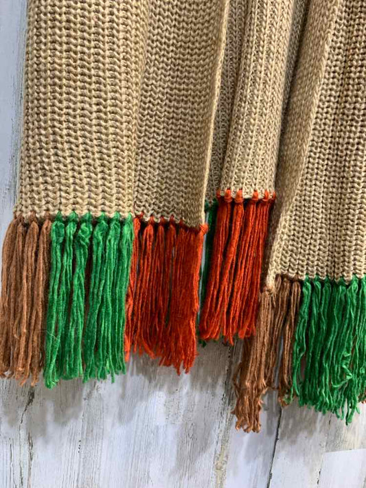 NWT EASEL Tops Size M TAN/ORNGE/GRN BIRDSEYE CARDIGAN Cardigan/OPEN FRONT LONG S