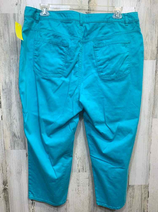 PRE-OWNED Size 18W TALBOTS BOTTOMS Teal Solid CAPRI Pants/TEAL CAPRI'S