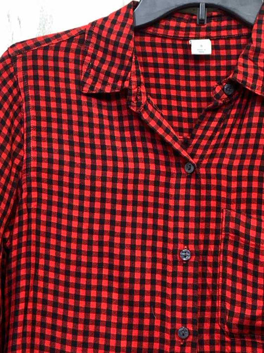 PRE-OWNED OLD NAVY SHIRTSize S RED/BLACK Checkered BUTTON UP TOP/RED/BLACK CHECK