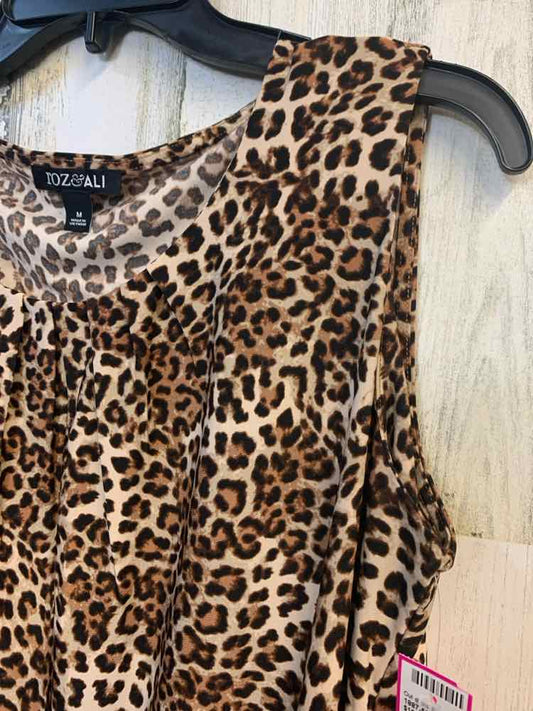 PRE-OWNED ROZ&ALI Tops Size M BLK/BRN CHEETAH PRINT SLEEVELESS TOP