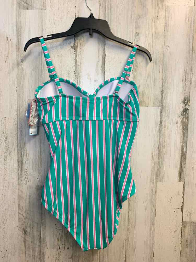 NWT DRAPER JAMES Swimwear Size XL PINK/GREEN Stripe ONE PIECE Swimsuit/STRIPED G