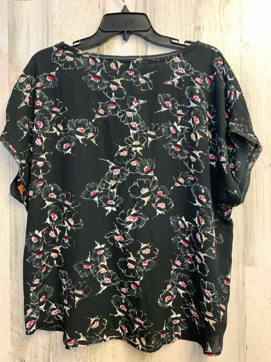 PRE-OWNED BANANA REPUBLIC Tops Size L BLK Floral SHORT SLEEVES TOP