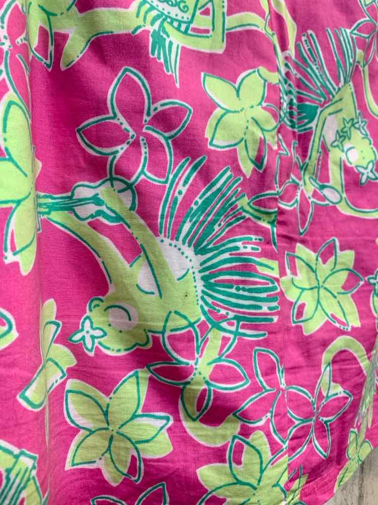 PRE-OWNED LILLY PULITZER 2 BOTTOMS WHT/GRN/PNK Floral/VINTAGE W/MONKEY TRIM Mini
