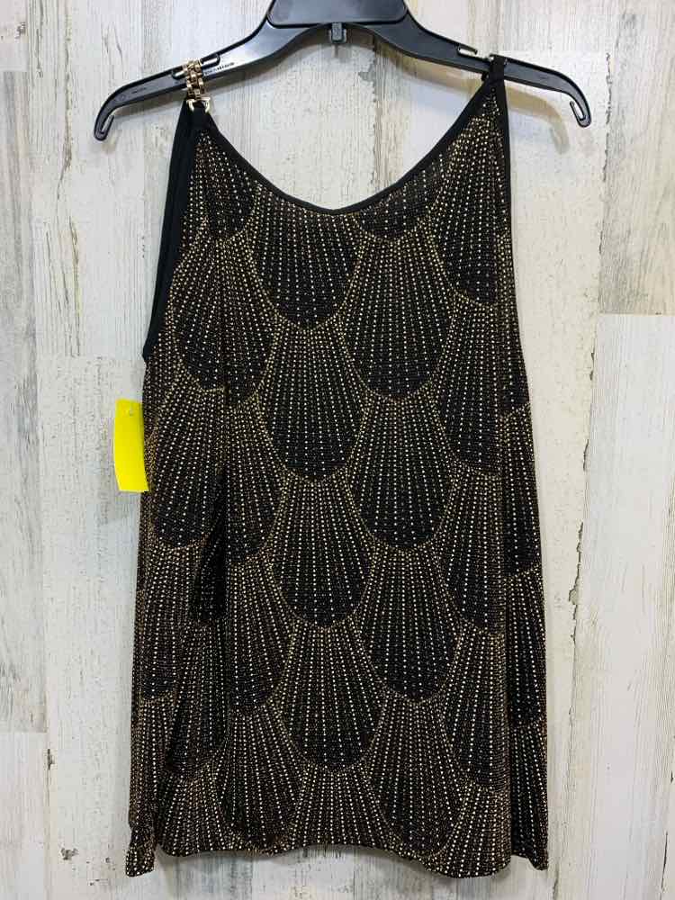 PRE-OWNED VENUS Tops Size XL BLACK/GOLD STUDS COLD SHOULDERS TOP/BLACK/GOLD STUD