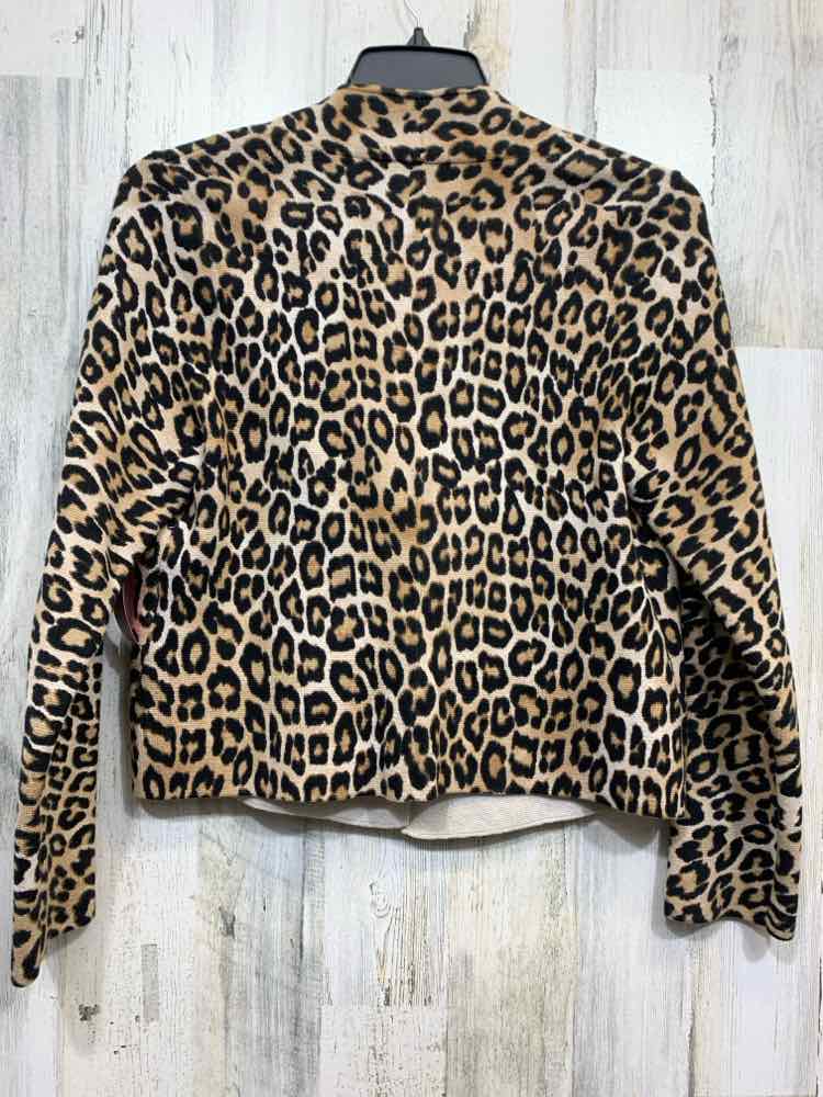 PRE-OWNED CHICO'S/LEOPARD PRINT OPEN FRONT KNIT BLAZER