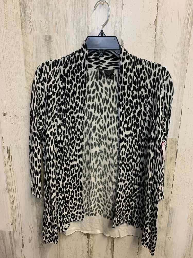 PRE-OWNED ETOILE Tops Size S BLACK/WHITE CHEETAH PRINT CARDIGAN Cardigan/3/4 LON