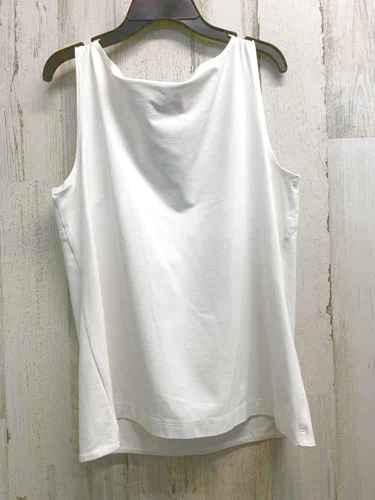 PRE-OWNED CHICO'S Tops Size 2 /L White Solid TANK TOP Tank Top
