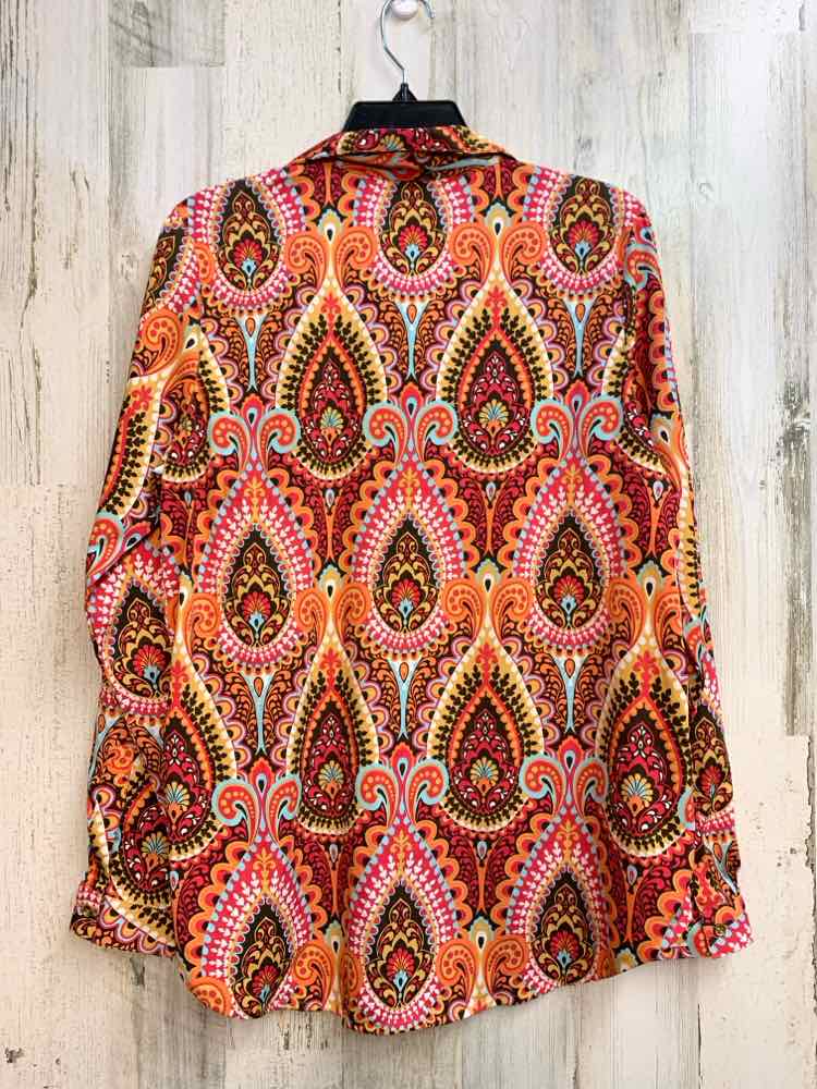 NWT BUCKHEAD BETTIES Tops Size XL HT PINK/CORAL/BRN Paisley LONG SLEEVES Shirt