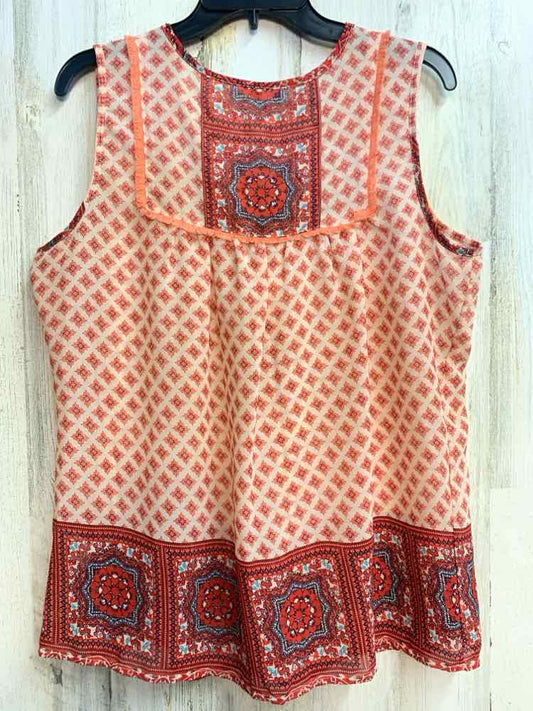 PRE-OWNED WESTPORT Tops Size L ORNG/CRM MANDALA SLEEVELESS TOP