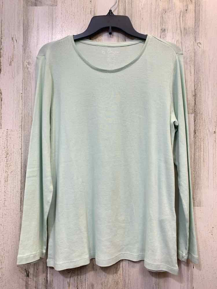NWT CHICOS Tops Size 2 PASTEL GREEN Solid LONG SLEEVES TOP