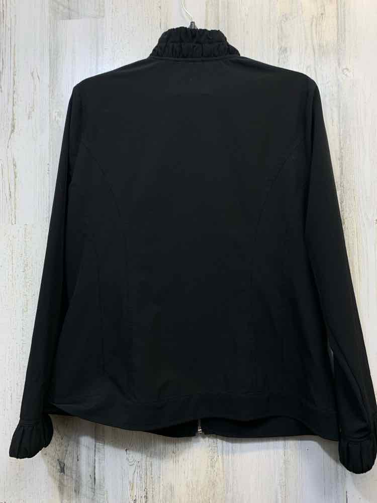 PRE-OWNED CHICOS JACKETS / COATS Size 1 Black RUFFLES JACKET Jacket/BLACK JACKET