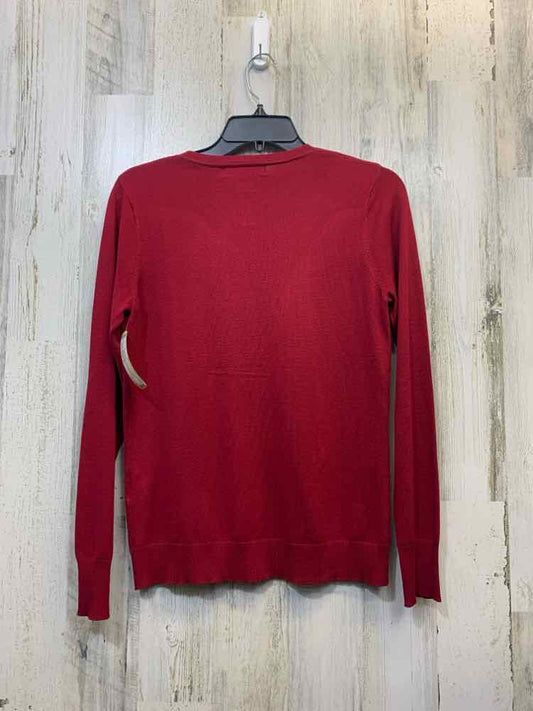 PRE-OWNED AUGUST SILK Tops Size S Red Solid SWEATER Sweater/RED BUTTON UP SWEATE