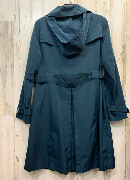 PRE-OWNED LONDON FOG JACKETS / COATS Size M Teal Solid TRENCH Jacket/TEAL LONDON