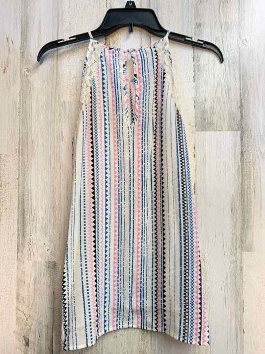 PRE-OWNED CANDIE'S Tops Size M WHT/BLK/PNK TRIANGLE HALTER TOP