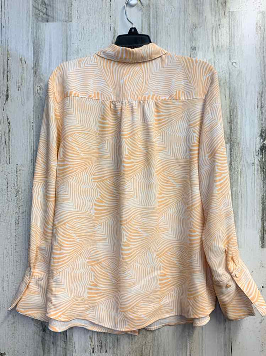 PRE-OWNED CHICO'S Tops Size 2 Orange ZEBRA LONG SLEEVES TOP/COLLARED BUTTON DOWN