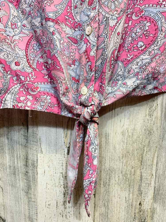 PRE-OWNED CHARLIE B Tops Size XL WHT/PNK FLORAL/PAISLEY 3/4 SLEEVE Shirt