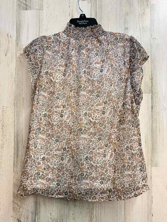 HAVER Tops Size S WHT/DUSTY ROSE/BEG/BLU Floral SLEEVELESS TOP