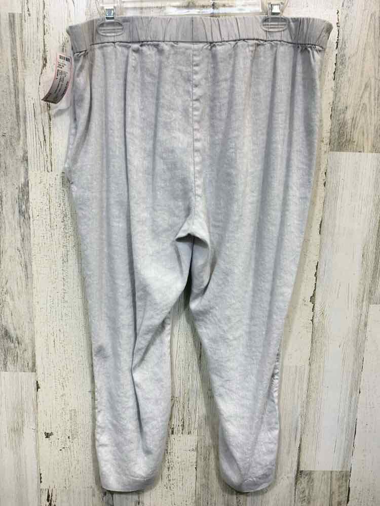 PRE-OWNED Size L J JILL BOTTOMS LIGHT GRAY Solid CAPRI Pants/GRAY LINEN CAPRI PA