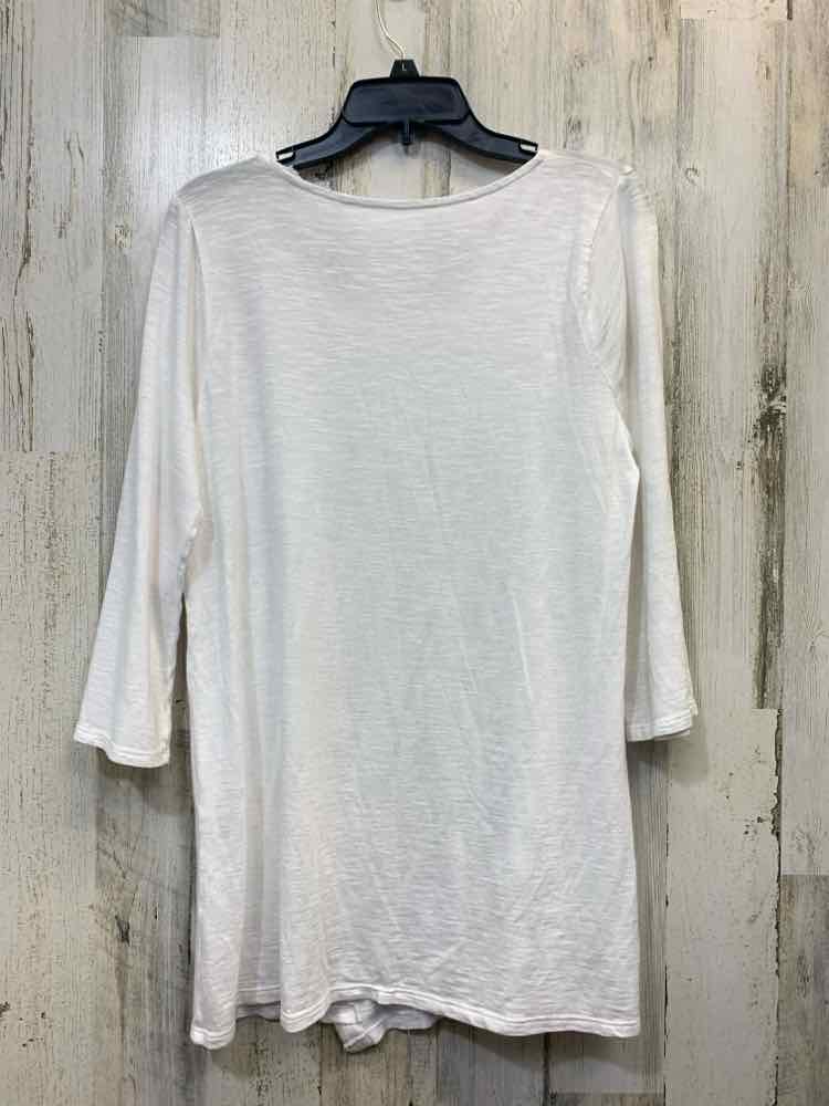 PRE-OWNED J JILL Tops Size M White Solid LONG SLEEVES TOP/WHITE LONG SLEEVE TOP.