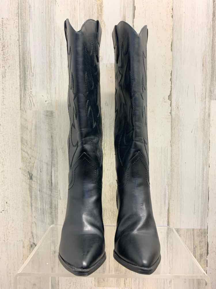 PRE-OWNED Black Size 6 Shoes/BLACK COWGIRL WESTERN SHAFT HEIGHT BOOTS. SHAFT HAS