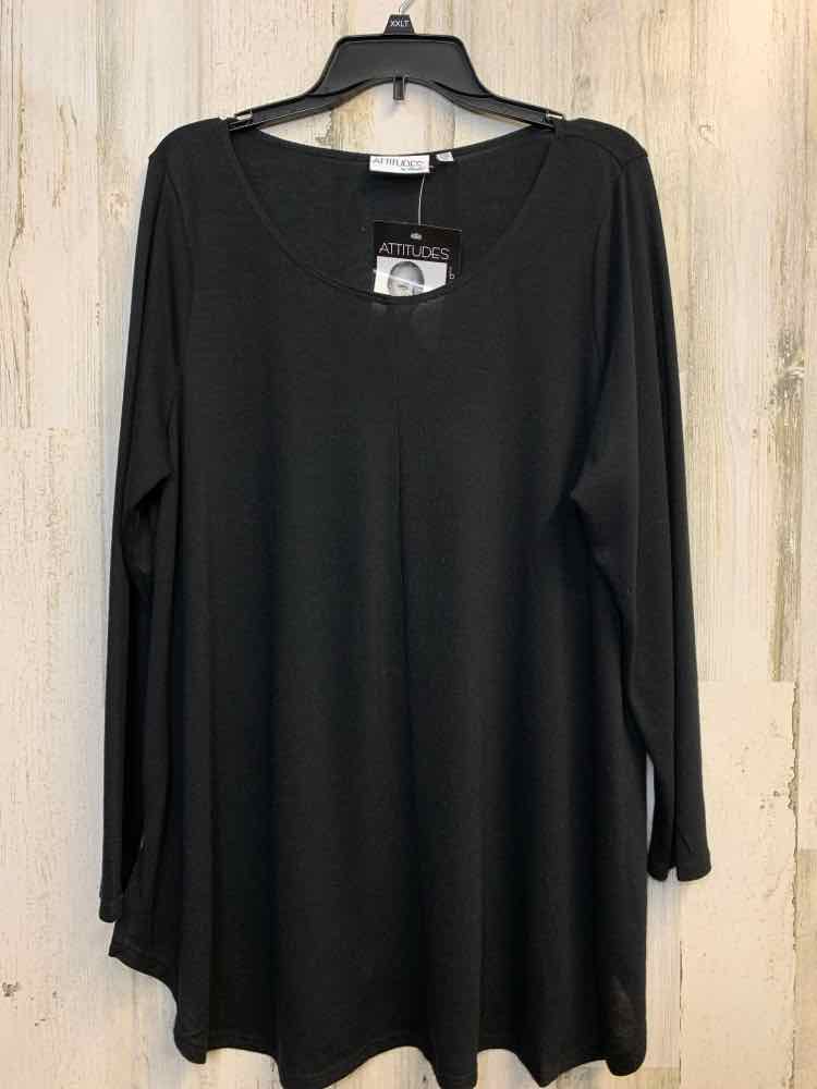 NWT ATTITUDES PLUS SIZES Size 1X Black LONG SLEEVES TOP